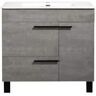 Abruzzo Gill 36.0 in. W x 17.90 in. D x 33.30 in. H Wood Melamine Vanity Set in Cement Grey with White MFC Top