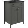 MODWAY Nantucket 24 in. W x 18 in. D x 34 in. H Bathroom Vanity in Gray with Black Granite Top