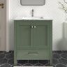 HOMEVY STUDIO Anneliese 30 in. W x 21 in. D x 35 in. H Single Sink Freestanding Bath Vanity in Forest Green with Carrara Marble Top