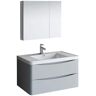 Fresca Tuscany 36 in. Modern Wall Hung Bath Vanity in Glossy Gray w/ Vanity Top in White w/ White Basin and Medicine Cabinet