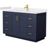 Wyndham Collection Miranda 54 in. W x 22 in. D x 33.75 in. H Single Bath Vanity in Dark Blue with Carrara Cultured Marble Top