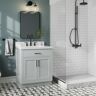 ARIEL Hepburn 31 in. W x 22 in. D x 36 in. H Bath Vanity in Grey with White Pure Quartz Vanity Top with White Basin