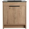 High Quality 30 in. W x 18 in. D x 34 in. H Single Sink Freestanding Bath Vanity in Imitative Oak with Black Ceramic Top