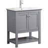 Fresca Bradford 30 in. W Traditional Bathroom Vanity in Gray with Ceramic Vanity Top in White with White Basin