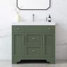 HOMEVY STUDIO Agnea 36 in. W x 21 in. D x 35 in. H Single Sink Freestanding Bath Vanity in Forest Green with White Quartz Top