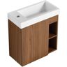 ANGELES HOME 20 in. W x 10 in. D x 21.3 in. H Plywood Floating Bathroom Vanity,White Resin Top,Single Sink, Soft-Close Door, Walnut