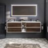 Eviva Vienna 75 in. W x 20 in. D x 22 in. H Floating Double Bathroom Vanity in Grey Oak with White Acrylic Top