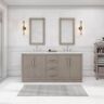 Water Creation Hugo 72 in. W x 22 in. D Bath Vanity in Grey Oak with Marble Vanity Top in White with White Basin and Gooseneck Faucet