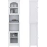 15.75 in. W x 11.8 in. D x 62.2 in. H White Linen Cabinet Floor Cabinet with 2 Glass Doors and Adjustable Shelves