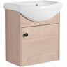 18.1 in. W x 14.4 in. D x 20.9 in. H Wall Mounting Design Plain Light Oak Bath Vanity in Brown with Ceramic Sink Top