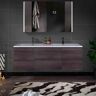 WOODBRIDGE NJ 59 in. W x 19.63 in. D x 21.5 in. H Single Sink Floating Bath Vanity in Grey Oak with White Resin Top