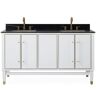 Bertone 60 in. W x 22 in. D. x 35 in. H St Laurent Sintered Stone Vanity Top in Black with White Rectangular Double Sink