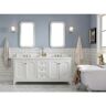 Water Creation Queen 72 in. Pure White With Quartz Carrara Vanity Top With Ceramics White Basins