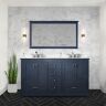 Lexora Dukes 60 in. W x 22 in. D Navy Blue Double Bath Vanity, Cultured Marble Top, and 58 in. Mirror