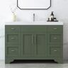 HOMEVY STUDIO Agnea 48 in. W x 21 in. D x 35 in. H Single Sink Freestanding Bath Vanity in Forest Green with White Quartz Top