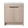 Quality Durable 30 in. W x 18.5 in. D x 34 in. H Freestanding Bath Vanity in Plain Light Oak with White Ceramic Sink Top