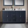 WOODBRIDGE Venice 61 in. W x 22 in. D x 38 in. H Bath Vanity in Grey with Engineered stone Top in Carrara White with White Basin