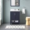 OVE Decors Vegas 24 in. W x 19 in. D x 34 in. H Single Sink Bath Vanity in Midnight Blue with White Engineered Stone Top