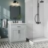 ARIEL Hepburn 31 in. W x 22 in. D x 36 in. H Bath Vanity in Grey with Carrara Marble Vanity Top in White with White Basin