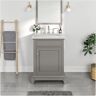 Eviva Elite Stamford 24 in. W x 24 in. D x 36 in. H Bath Vanity in Gray with White Carrara Marble Top with White Sink