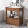 Staykiwi 30 in. W x 18 in. D x 34 in. H Single Sink Freestanding Bath Vanity in Brown with White Ceramic Top