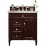 James Martin Vanities Brittany 30.0 in. W x 23.5 in. D x 34 in. H Bathroom Vanity in Burnished Mahogany with White Zeus Quartz Top