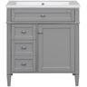 Xspracer Victoria 30 in. W x 18 in. D x 33 in. H Freestanding Single Sink Modern Bath Vanity in Grey with White Countertop