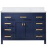 Design Element Valentino 48 in. W x 22 in. D Bath Vanity in Blue with Quartz Vanity Top in White with White Basin