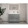 Moreno Bath Elsa 19.50 in. Dx 22.05 in. H x 42 in. W Freestanding Vanity in Glossy Gray with White Reinforced Acrylic Top with Basin