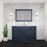 Lexora Dukes 48 in. W x 22 in. D Navy Blue Single Bath Vanity and Carrara Marble Top