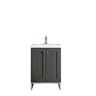 James Martin Vanities Chianti 23.6 in. W x 18.1 in. D x 35.5 in. H Bath Vanity in Mineral Grey with White Glossy Top