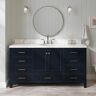 ARIEL Cambridge 66.25 in. W x 22 in. D x 36 in H Single Sink Freestanding Bath Vanity in Midnight Blue with Carrara Quartz Top