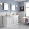 Water Creation Palace 60 in. W Bath Vanity in Pure White with Quartz Vanity Top with White Basin and Satin Brass Faucets