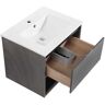 HBEZON JIM 24 in. W x 18.31 in. D x 20.28 in. H Floating Bath Vanity in Gray with White Integrated Ceramic Top Drawer & Shelf