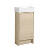 FAMYYT 16 in. W x 8.9 in. D x 33.5 in. H Single Sink Freestanding Bath Vanity in Plain Light Oak with White Ceramic Top