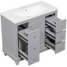 Nest fair 36 in. W x 18 in. D x 33.87 in. H Single Sink Freestanding Bath Vanity in Gray with White Resin Top