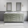 Water Creation Madison 72 in. W x 21.5 in. D Vanity in Glacial Green with Marble Vanity Top in Carrara White and Faucet