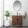 SUDIO Nelson 30 in. W x 18 in. D x 34 in. H Bath Vanity in Walnut with White Ceramic Top with White Sink