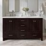 ARIEL Cambridge 61 in. W x 22 in. D x 36 in. H Bath Vanity in Espresso with Carrara White Marble Top