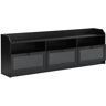 63 in. W x 11.8 in. D x 21.2 in. H Black Wood Linen Cabinet with 3 Acrylic Doors and TV Stand Fits TV's up to 65 in.