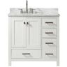 SUPREME WOOD Monte 36in.W X22in.DX35.4 in.H Bathroom Vanity in White with Marble Stone Vanity Top in White with Single White Sink