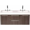 Fresca Opulento 54 in. Double Vanity in Gray Oak with Acrylic Vanity Top in White with White Basins and Mirror Medicine Cabinet