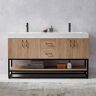 ROSWELL Alistair 60 in. W x 22 in. D x 33.9 in. H Bath Vanity in Oak with White Stone Vanity Top with Basin No Side Cabinet