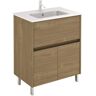 Band 28 in. W x 18 in. D Bath Vanity One Drawer and Two Doors in Toffee Walnut with Vanity Top in White with White Basin