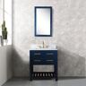 Water Creation Madalyn 30 in. W Bath Vanity in Monarch Blue with Marble Vanity Top in Carrara White with White Basin(s)