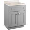 Design House Brookings Shaker RTA 25 in. W x 19 in. D x 35.63 in. H Bath Vanity in Gray with Ivory Swirl Cultured Marble Top