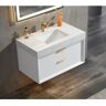 ANGELES HOME 36 in. W x 20.9 in. D x 21.3 in. H Wall Mount Bath Vanity in White with Light, White Cultured Marble Top Single Sink