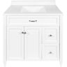 Amluxx Verona 37 in. W x 22 in. D Bath Vanity in White with Cultured Marble Top with Backsplash in White with White Basin