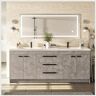 Eviva Lugano 72 in. W x 19 in. D x 36 in. H Double Bath Cement Gray Vanity with White Acrylic Top with White Integrated Sinks