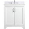 Simply Living 30 in. W x 19 in. D x 34 in. H Bath Vanity in White with Calacatta White Engineered Marble Top